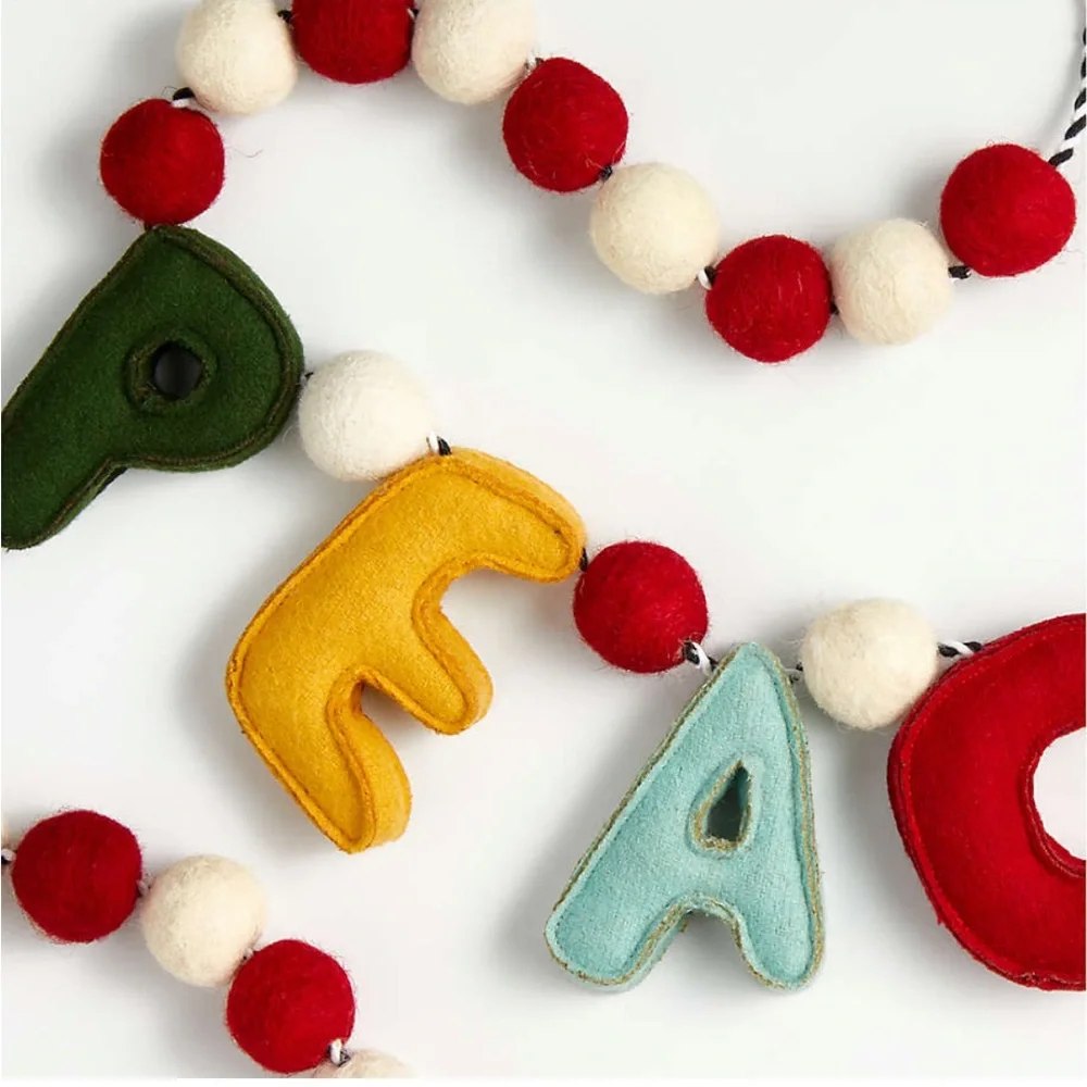 Crate&Barrel Peace and Love Felted Wool Garland